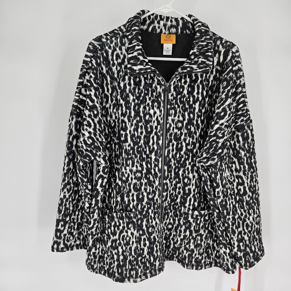 Ruby Rd Leopard Print Quilted Full Zip Jacket Was… - image 2